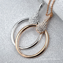 2016 neueste Design wunderbare Kreis Kristall Halskette erstaunliche Gold Kette Schleife künstliche Diamant-Halskette